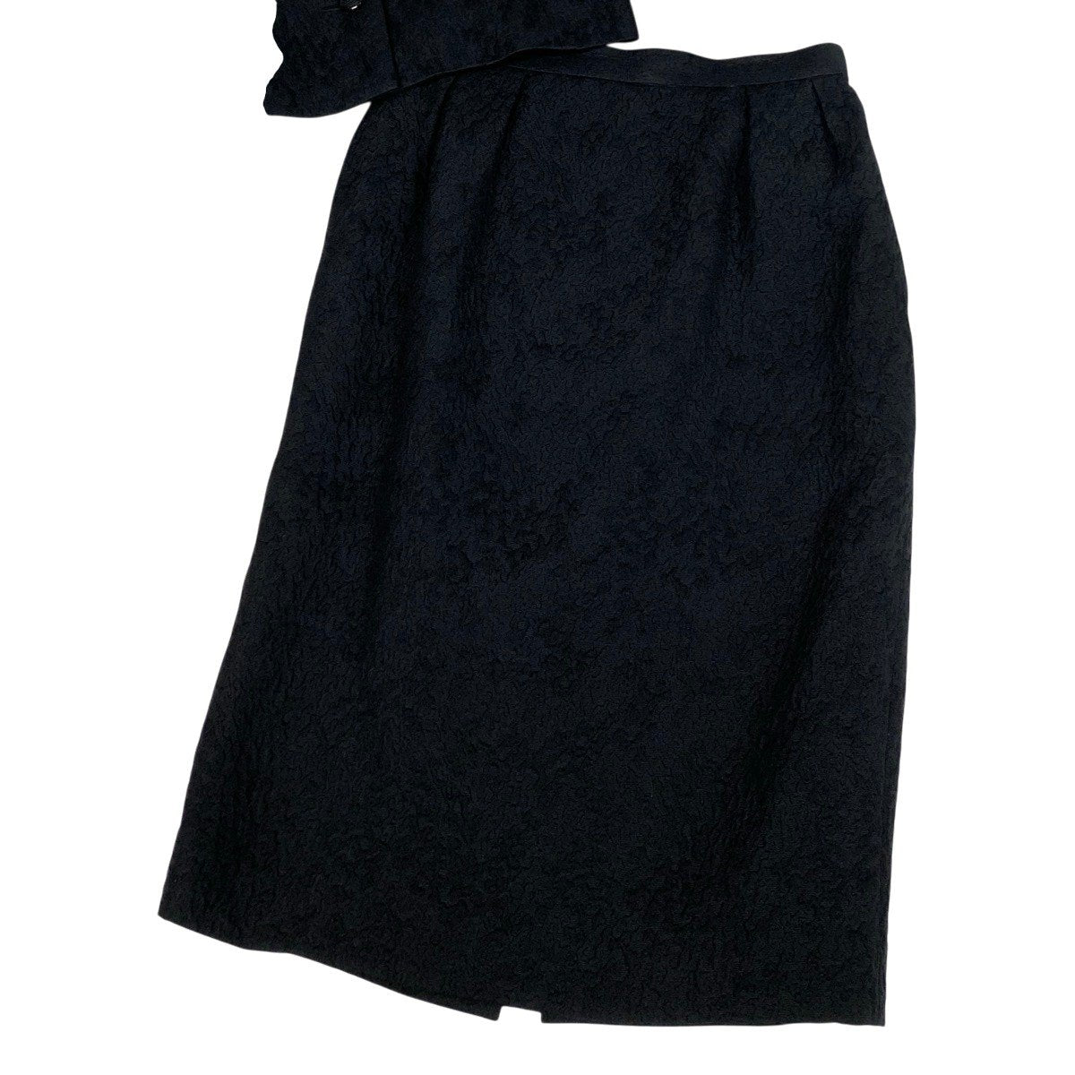 Ee28 Christian Dior クリスチャンディオール ジャガード セットアップスカート ノーカラージャケット フォーマル シルクウール混 サイズ9 ブラック レディースu02t