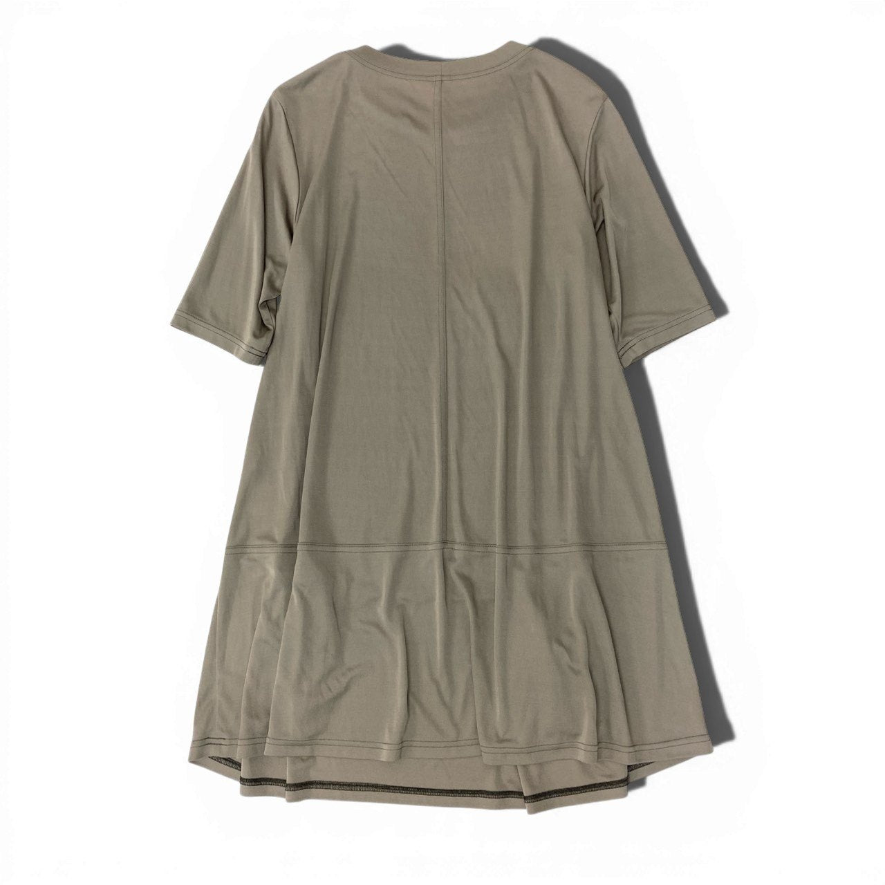 38c2 TOKUKO 1er VOL トクコプルミエヴォル 五分袖ワンピース 膝丈ワンピース 魚柄プリント ストレッチ レディース 女性服 サイズ9 ベージュu02t