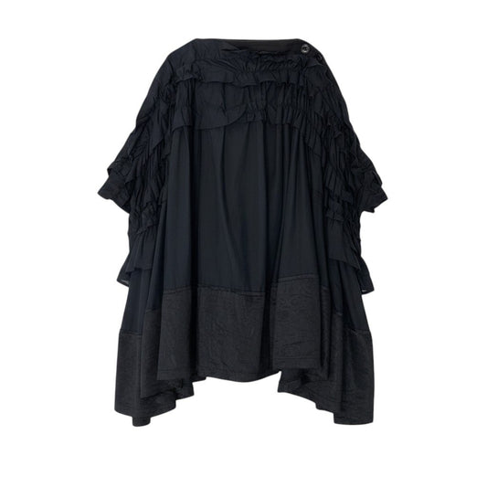 Ag10 【美品】tao COMME des GARCONS  AD2023 フリル変形スカート コットンスカート 膝丈 Sサイズ ブラック コットン100％ レディース 女性用k02i