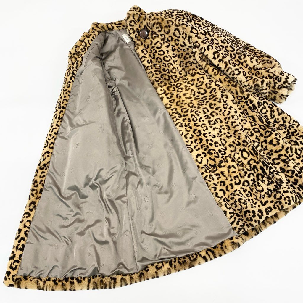 16l27 GRES グレ シェアードファー レオパード柄 ロングコート サイズF 本毛皮 LEOPARD FUR COAT ヒョウ柄t18r
