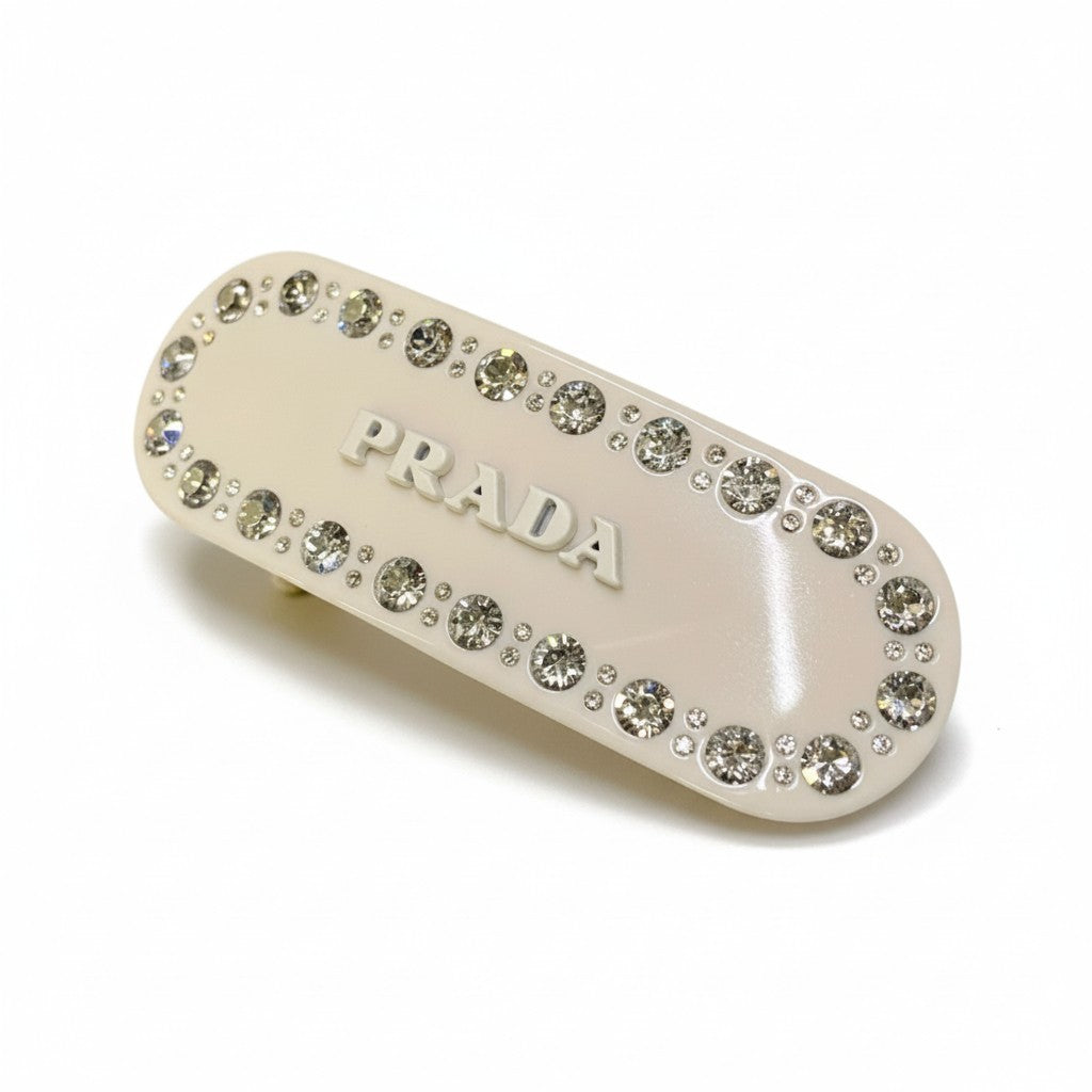 b16 PRADA logo barrette with rhinestonesta1