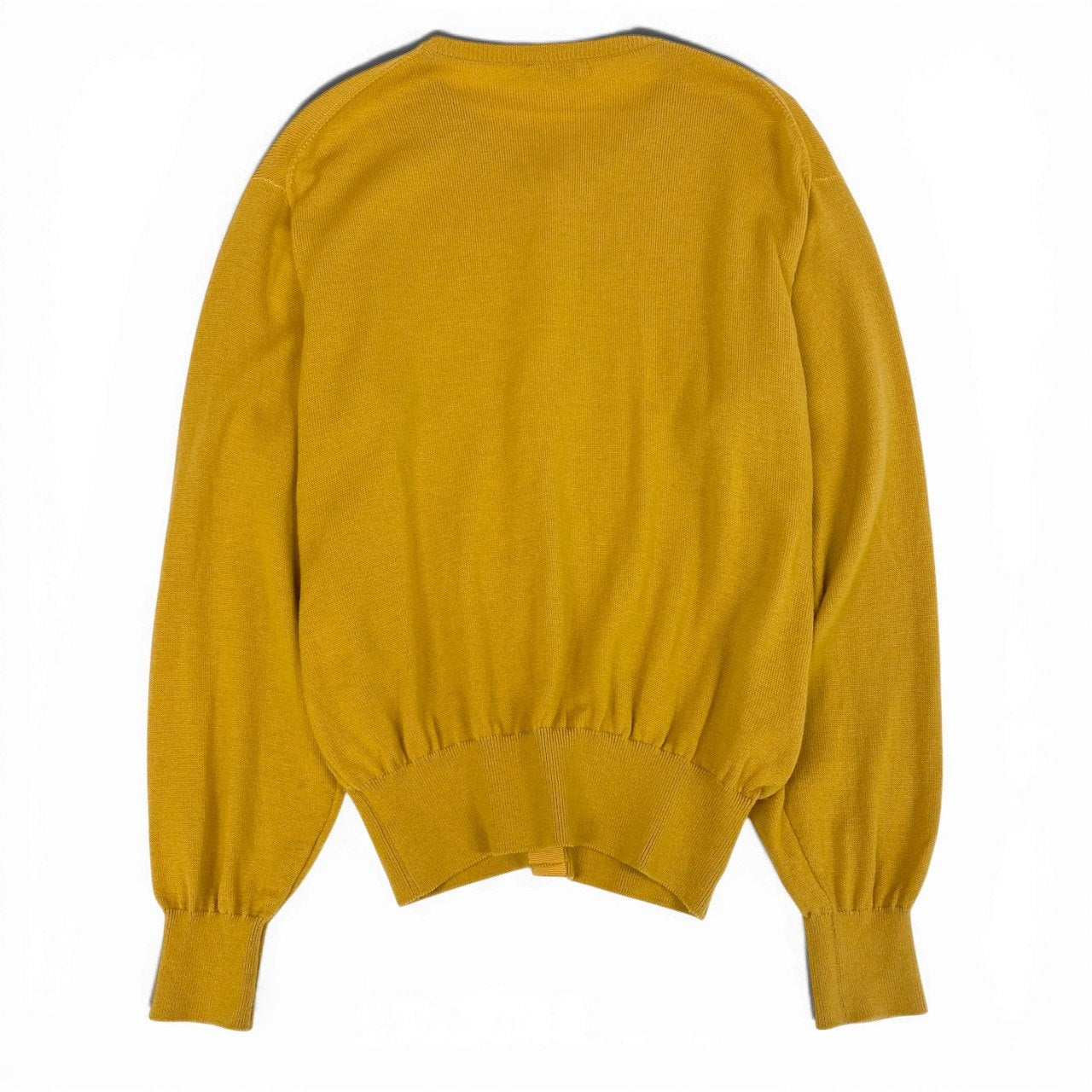 42a23 Christian Dior クリスチャンディオール CDボタン ニットカーディガン トップス M イエロー ウール レディースu02t