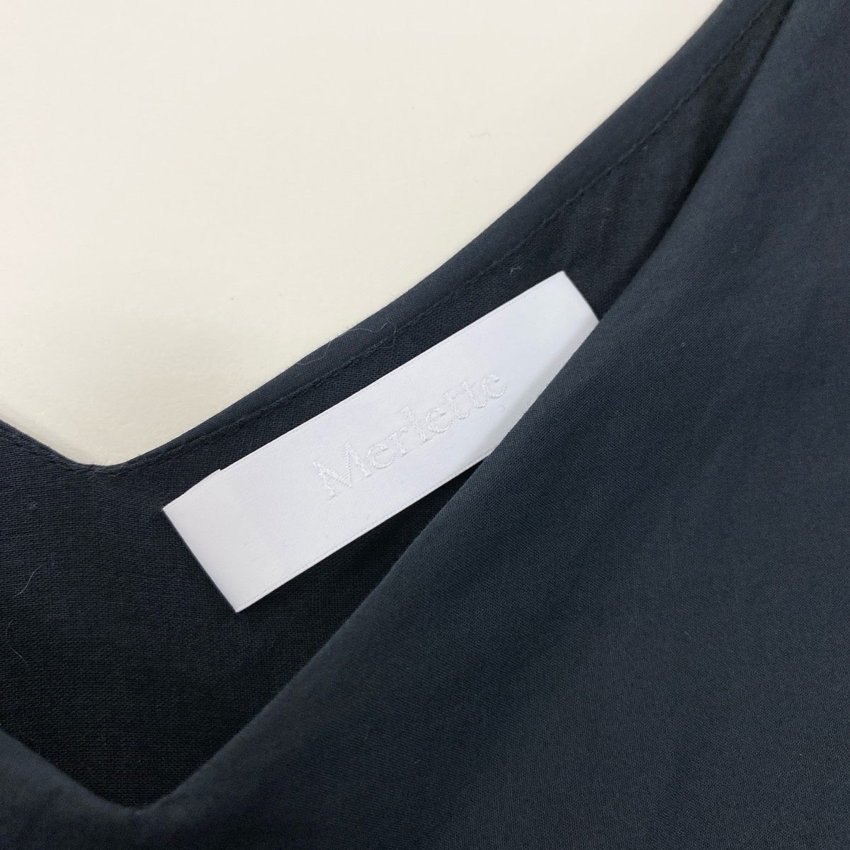 65g14 Ｍerlette マーレット ギャザーワンピース 長袖 パフスリーブ ブラック コットン100％ レディース 女性用u02t