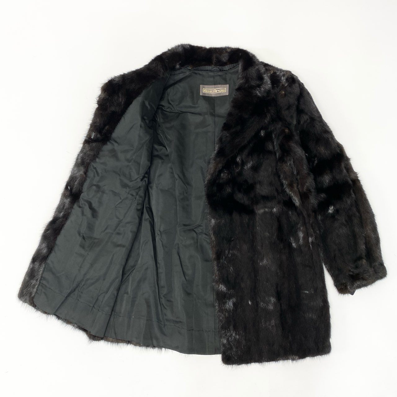 25c14 《タグ付》 Best Angle ダークミンク ファーコート サイズ9 ブラックブラウン 本毛皮 Dark Mink Fur Coatt18r