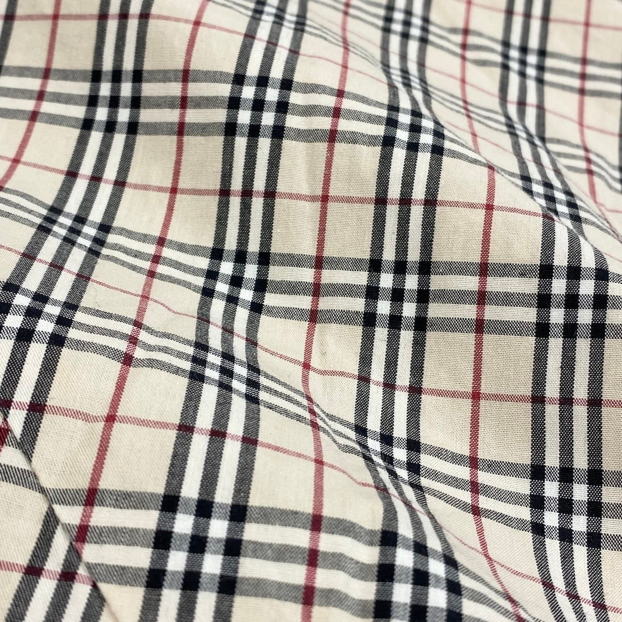 Ic27 BURBERRY LONDON バーバリーロンドン ノバチェック カットソーブラウス ギャザースクエアトップス 38サイズ ベージュ コットン100％ レディース 女性用u02t