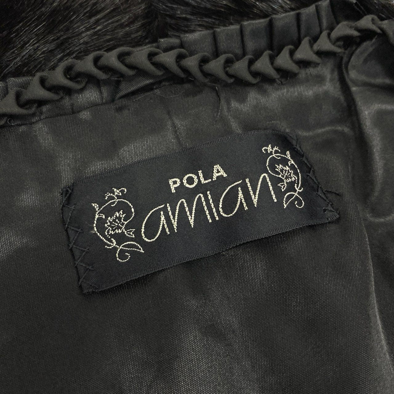 87L17 POLA amian SAGA MINK ROYAL サガミンクロイヤル 金サガ ダークミンク ファーコート サイズF ブラック 最高級本毛皮 MINK FUR ポケット有t18r