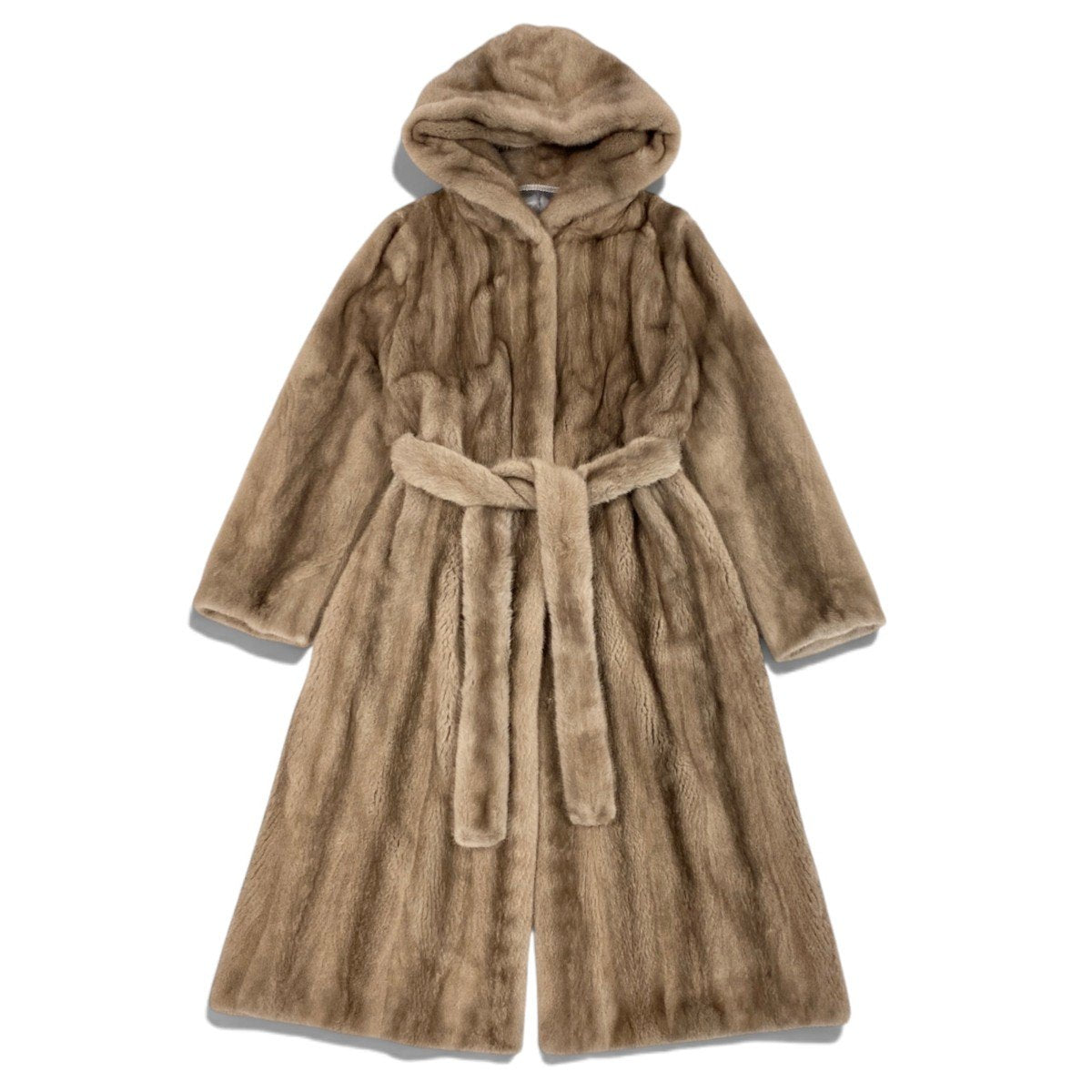 66h13《美品》 KOPENHAGEN FURS コペンハーゲンファー プラチナグレード ブルーアイリスミンク ベルテッドミンクコート 88-98-160 グレー系 ミンクファー フードu02t