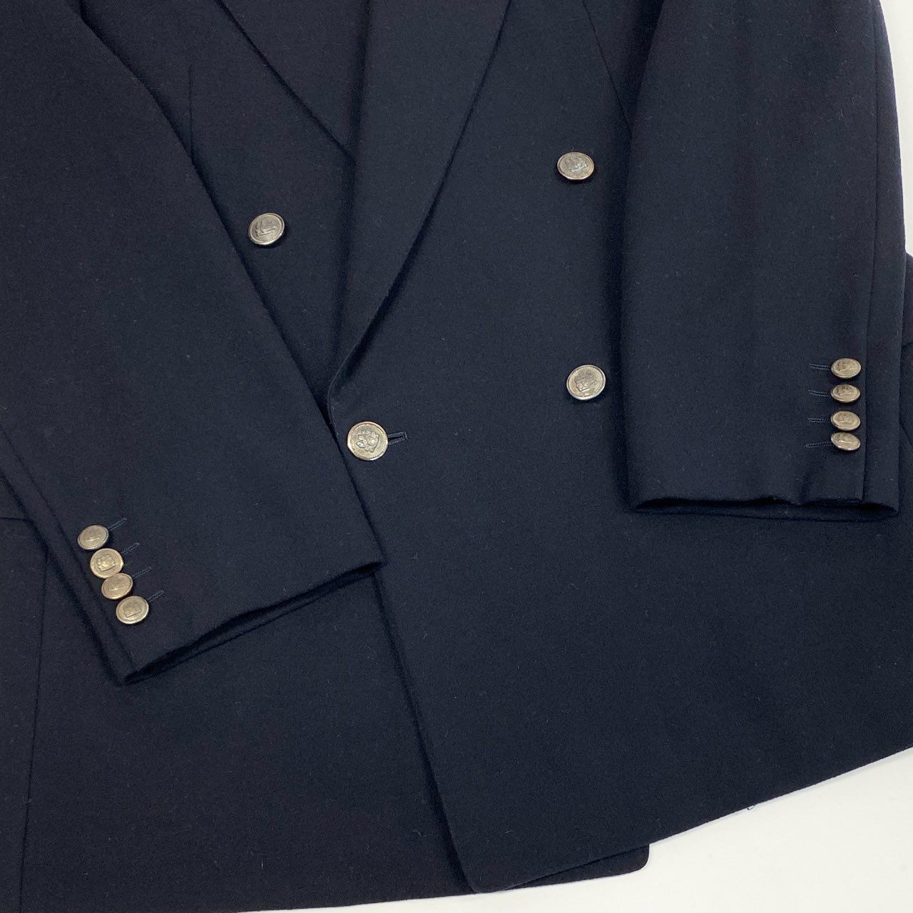 74k11 Aquascutum アクアスキュータム テーラードジャケット ブレザー ウールジャケット ダブルプレスト AB-6サイズ ネイビー メンズu02t