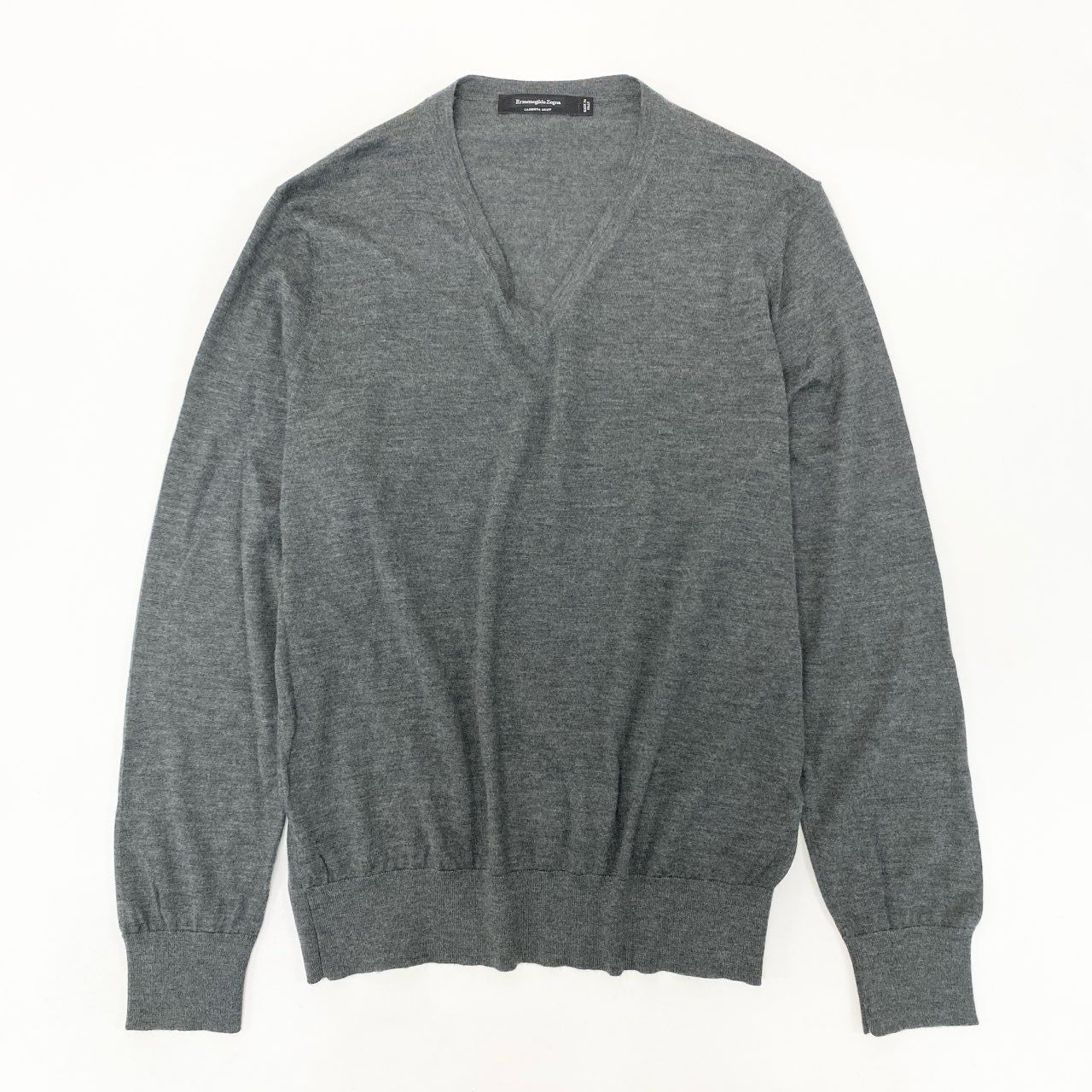 34i18 《美品》 Ermenegildo Zegna エルメネジルドゼニア Vネックニット セーター トップス CASHSETA LIGHT 46 グレー カシミヤシルク メンズu02t
