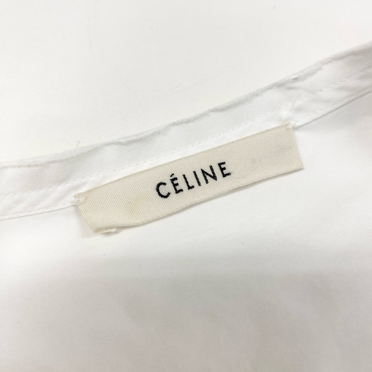 59g28 CELINE セリーヌ フィービー期 タキシードシャツ カットオフカラー 長袖シャツ 2 0M36/6262 34 ホワイト コットン レディースk02i