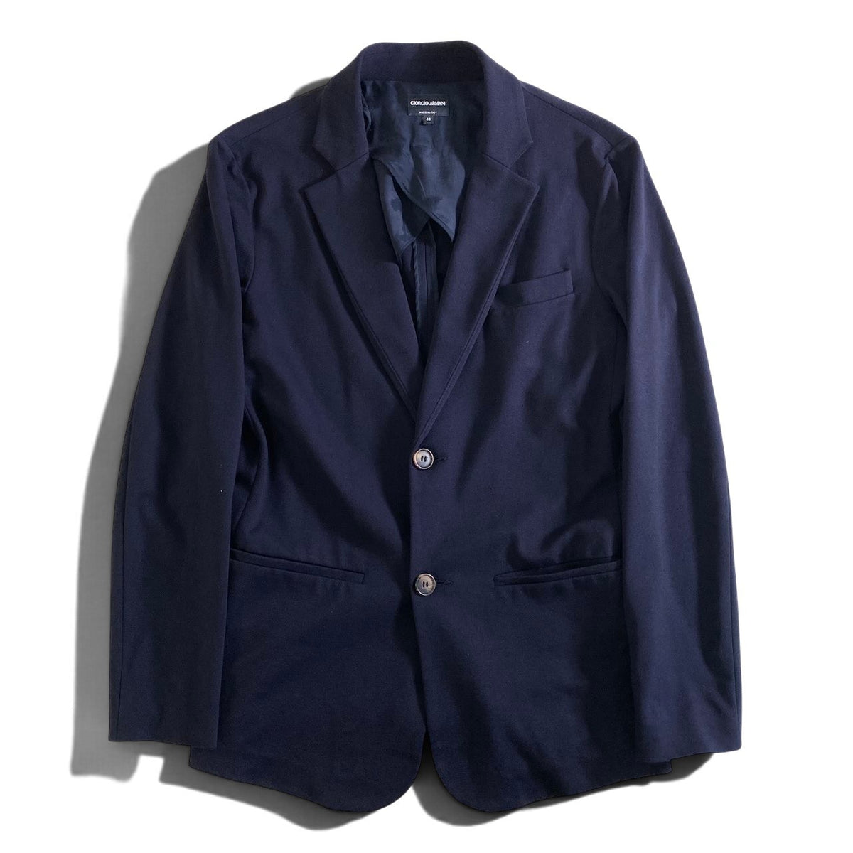 12j28 GIORGIO ARMANI ジョルジオアルマーニ 黒タグ スーパーストレッチ テーラードジャケット Size 46 ネイビー ブレザー フォーマル 紳士服t18r
