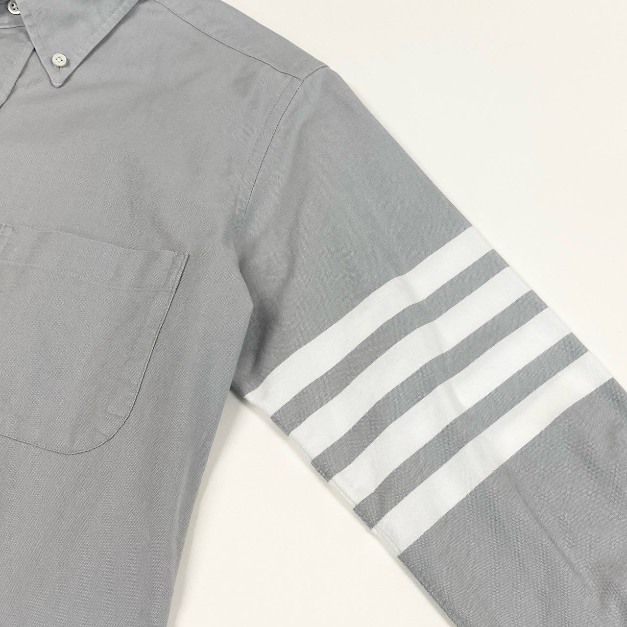 63a30 THOM BROWNE トムブラン 4BARストライプ 長袖シャツ ロングスリーブ 2 グレー コットン メンズo07t