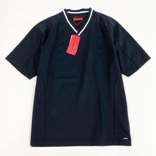 68j15 《未使用保管品》 HUGO BOSS ヒューゴボス 半袖Tシャツ カットソー Vネック コットンブレンド メンズ 紳士服 トップス M ブラックu02t