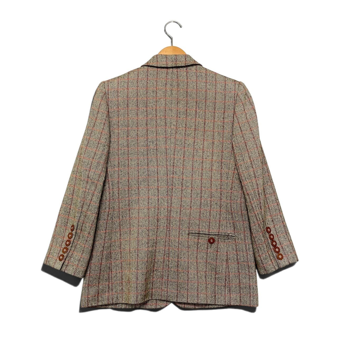 45h16 GIVENCHY ジバンシィ テーラードジャケット チェック柄 ロゴボタン ウールシルク混 サイズ38 マルチカラー レディースu02t