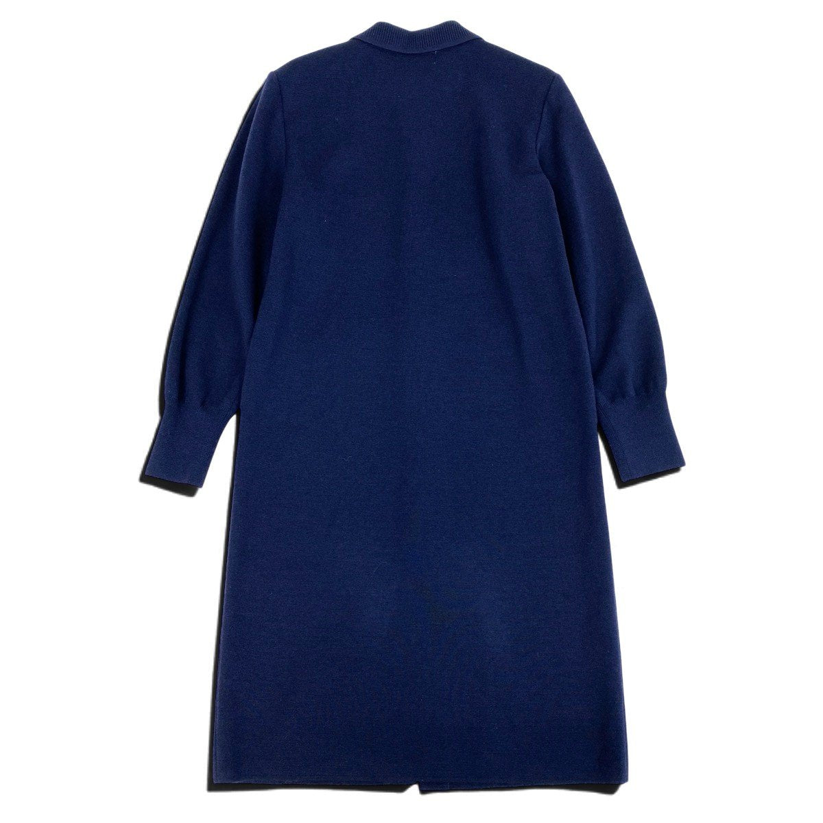 Ej19 YVES SAINT LAURENT イヴサンローラン ロングスリーブ ニットワンピース 金ボタン ラインストーン装飾 サイズM ネイビー ウール100 レディースo07t