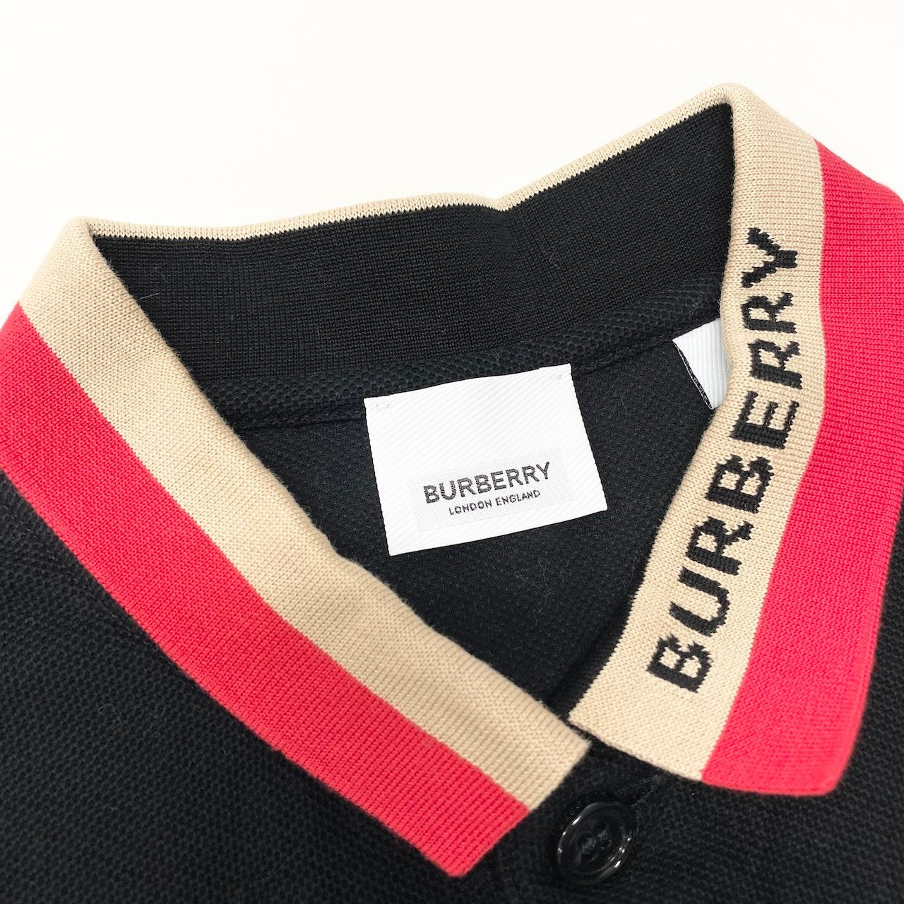86e1 BURBERRY LONDON ENGLAND バーバリー 2023ss EDNEY 半袖ポロシャツ カットソー ブランドロゴ 8039265 サイズM ブラック コットン100％ メンズ 紳士服u02t