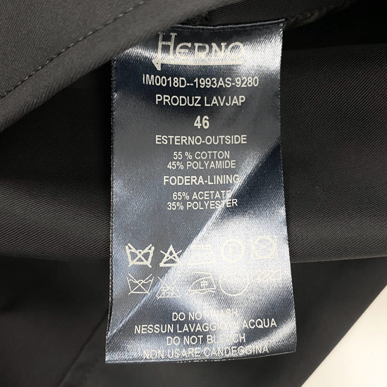 37a26 HERNO ヘルノ ノーカラー トレンチコート アウター イタリア製 IM0018D 46 ネイビー コットン レディースo07t