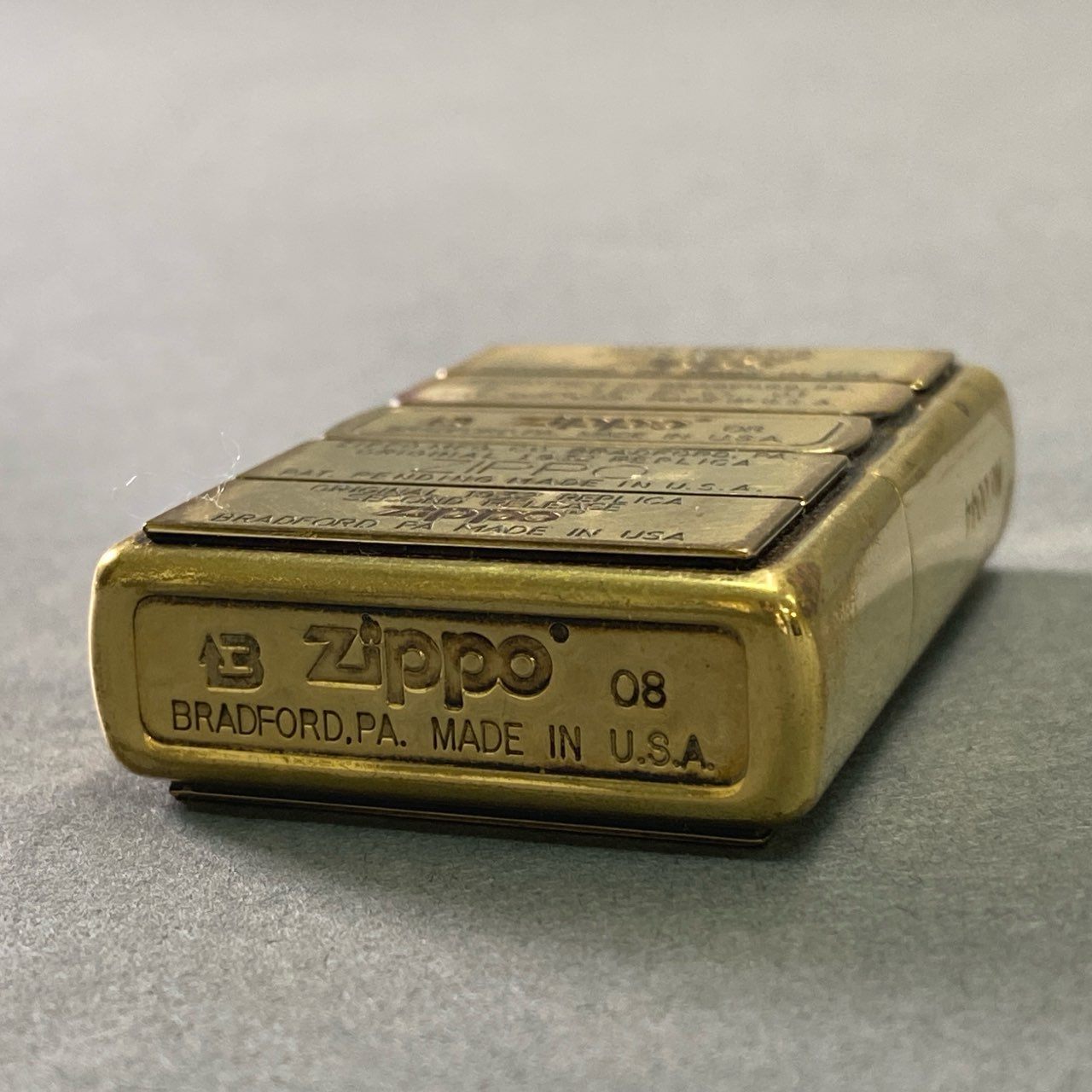 8f11  《希少》 ZIPPO ジッポ 限定品 歴代ボトムメタル オイルライター ゴールド No.0044 Vintage 喫煙具