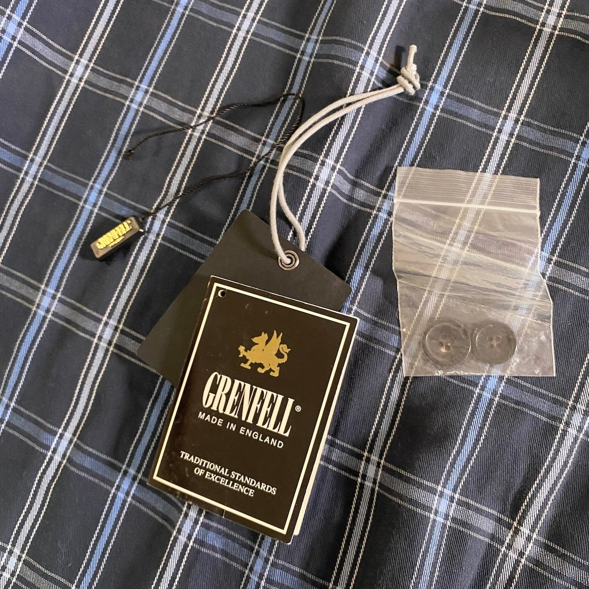 8j26 GRENFELL グレンフェル BAKER LONG ベーカー ダッフルコート トグルボタン 裏地チェック柄 36 ライトグレー メンズu02t
