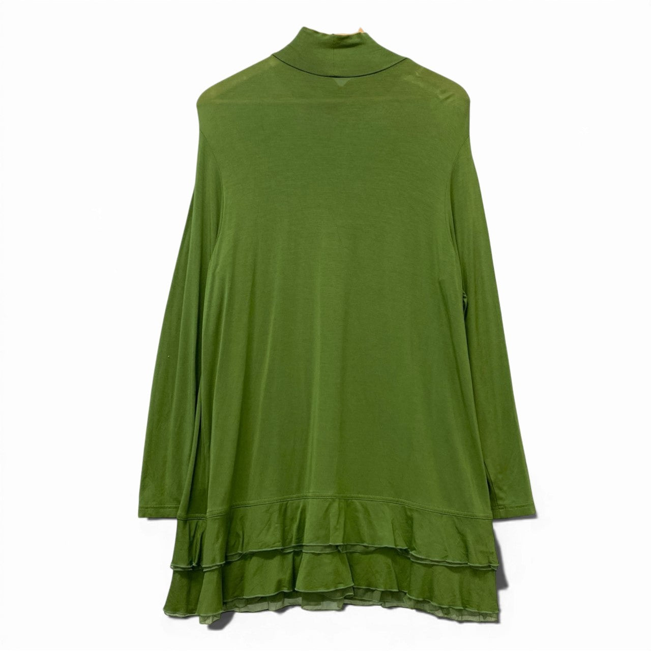 30b18 TOKUKO 1er VOL トクコプルミエヴォル チュニックワンピース ロングスリーブ 裾フリル ハイネック ワンポイント刺繡 レディース 女性用 9 グリーンu02t
