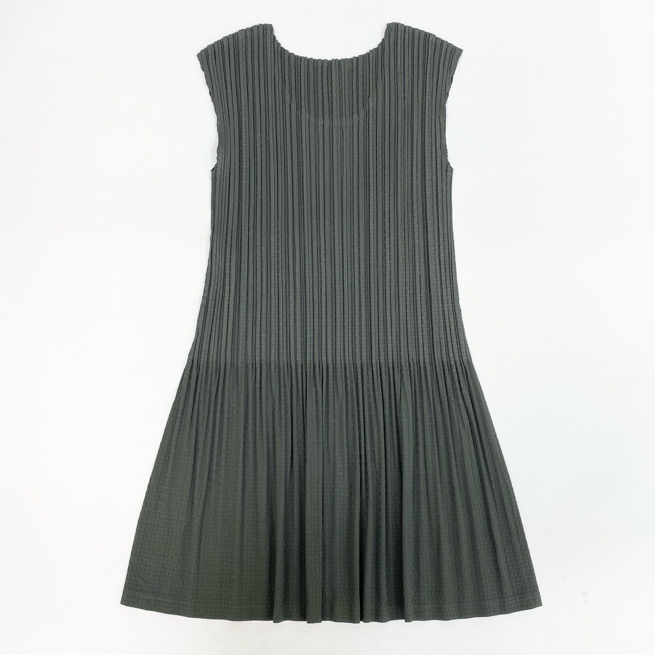 Aa24 【美品】 PLEATS PLEASE プリーツプリーズ イッセイミヤケ ノースリーブワンピース プリーツ ウエスト切替  PP31-JT645 3 グレー レディース 女性用k02i