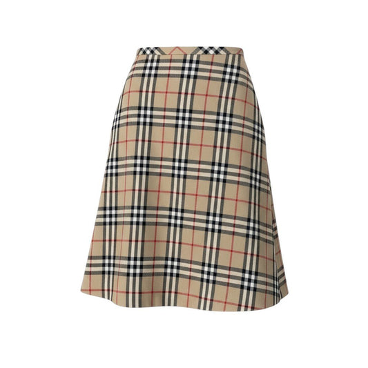 88i15 BURBERRY LONDON BLUE LABEL バーバリーロンドン ブルーレーベル ノバチェック 台形スカート タックスカート サイズ36 ベージュ ウール レディースo07t