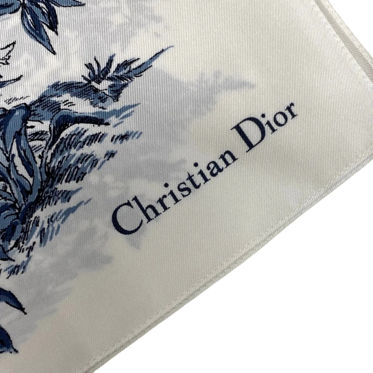 i3 【新品保管品】Christian Dior Toile de Jouy Sauvage ポンチョ シルクスカーフ イタリア製 ホワイト ネイビー シルク100％ レディース 女性用k02i