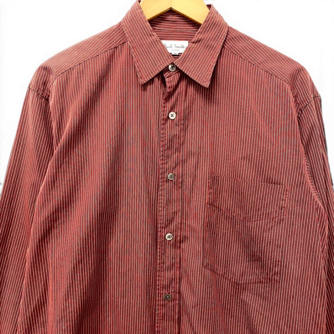 22f17 Paul Smith ポールスミス ロングスリーブシャツ ストライプ柄 サイズM マルチカラー コットン100％ メンズ 紳士服o07t
