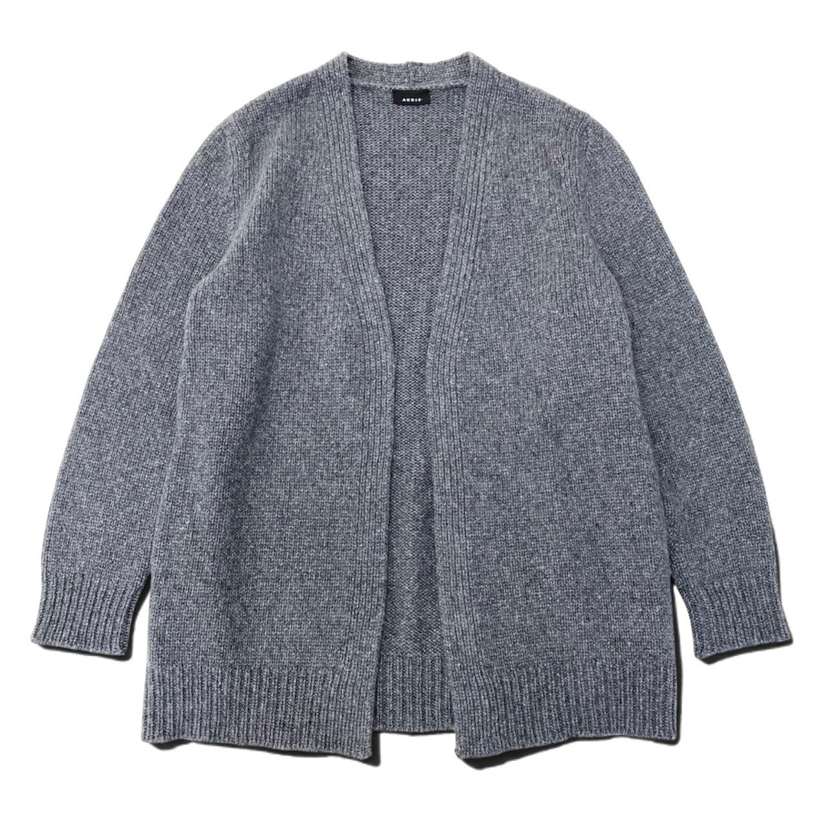 10i28 【美品】A-K-R-I-S- アクリス カシミヤニットカーディガン ニットセーター ミドル丈 44サイズ グレー カシミヤ100％ レディース 女性用u02t
