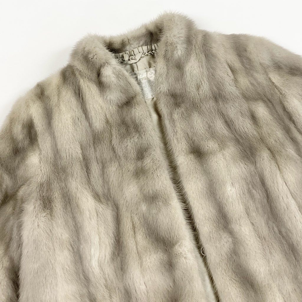25L15 EMBA エンバ サファイアミンク ファーコート サイズF シルバーグレー 本毛皮 MINK FUR ポケット有t18r