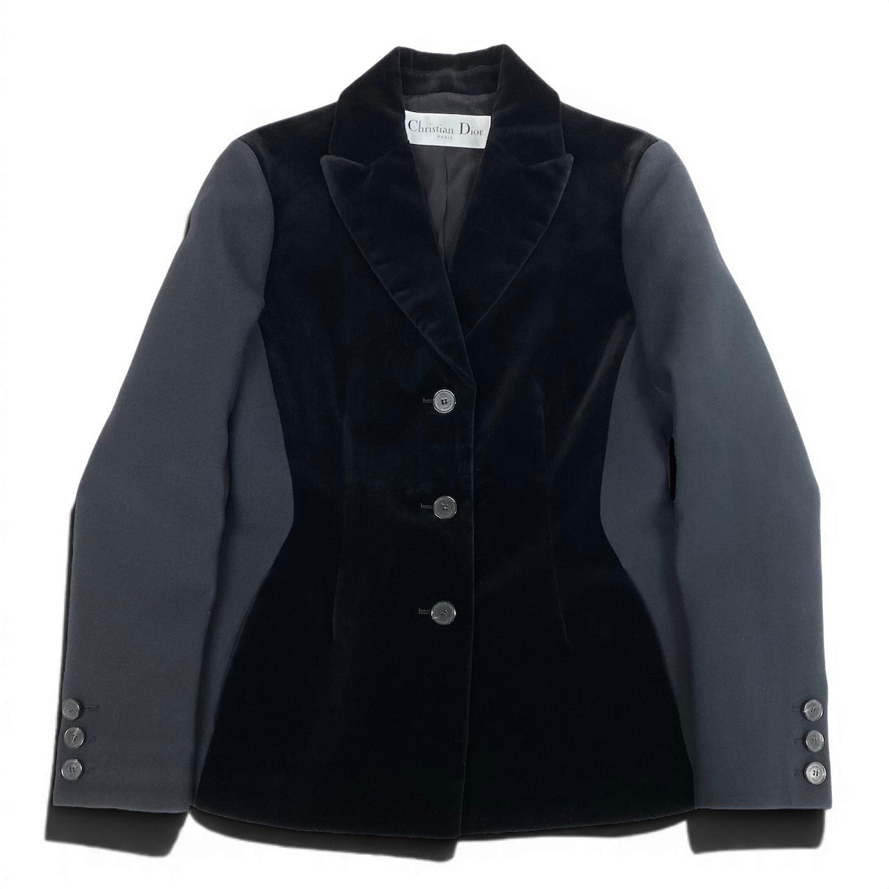 e1 【美品】Christian Dior 2024 ベルベット切替 バージャケット 411V36B1166 38サイズ ブラック 画像参照 レディース 女性用k02i