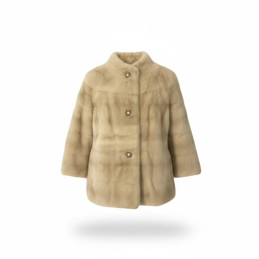 51c14 パールミンク ファーコート サイズF ホワイト 本毛皮 Pearl Mink Fur Coat リアルファー 毛質◎t18r