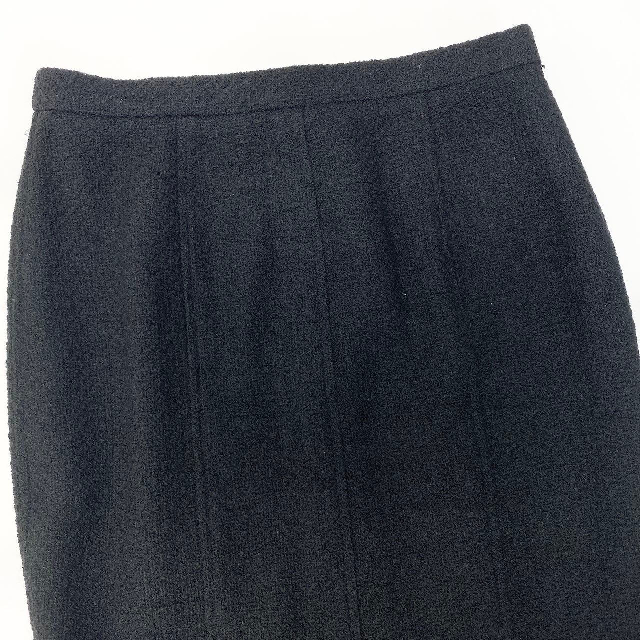 Cc30  CHANEL シャネル ツイードスカート 膝丈スカート ウールブレンド レディース 女性服 サイズ38 ブラックu02t