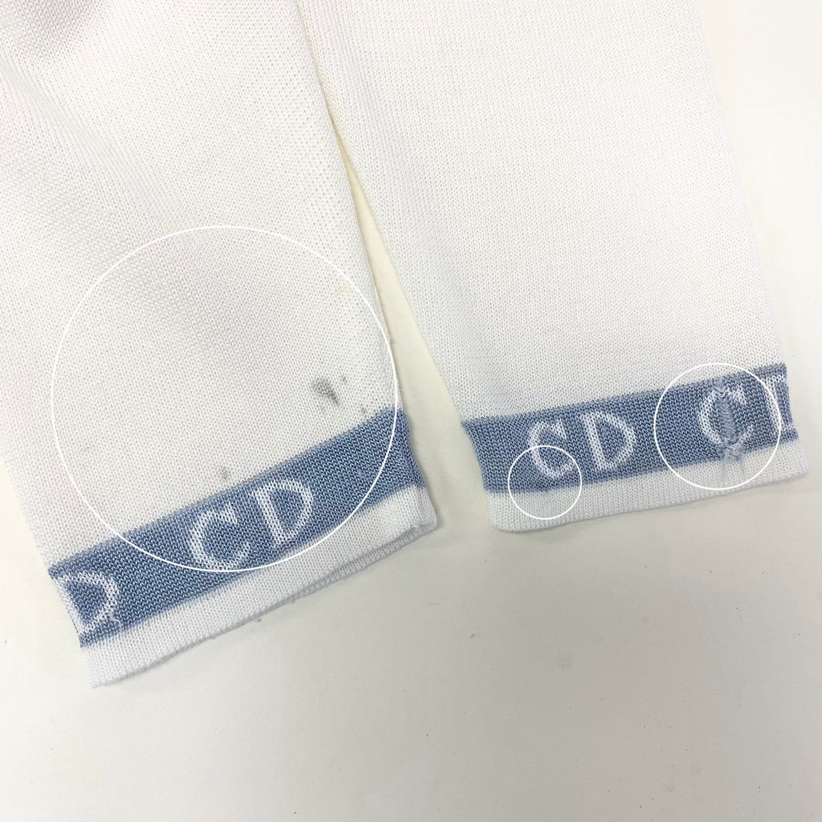 Eg8 Christian Dior クリスチャンディオール ロングスリーブ ニットカーディガン  CDロゴ バイカラー サイズL ホワイト レディースo07t