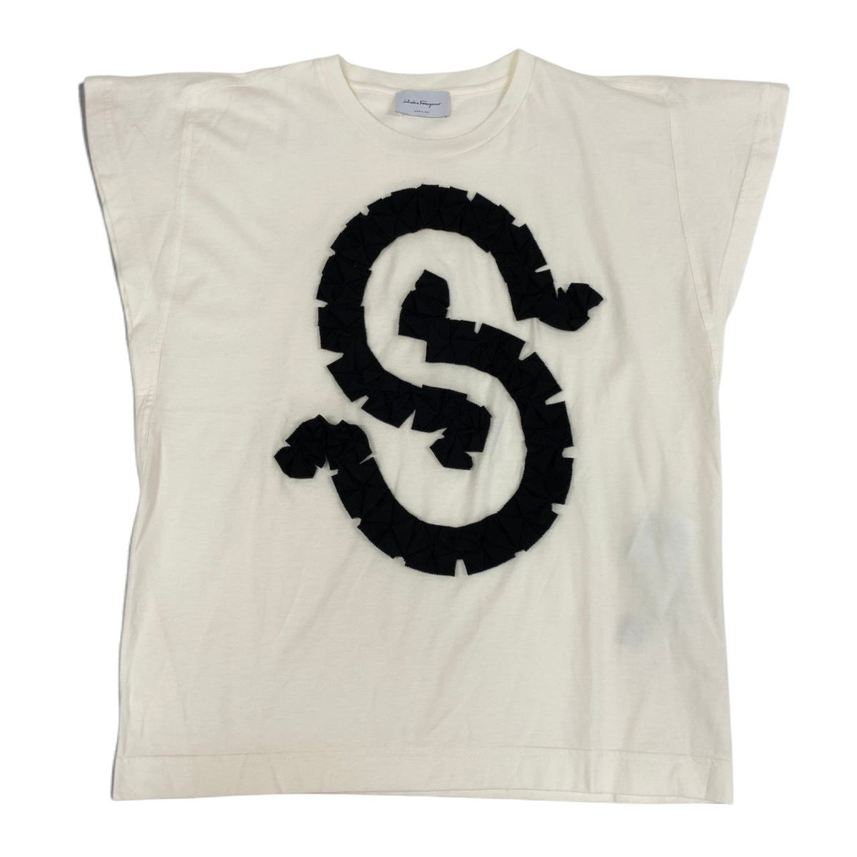 i21 Salvatore Ferragamo Tシャツカットソー フリルデザイン Mサイズ ホワイト レディース 女性用u02t