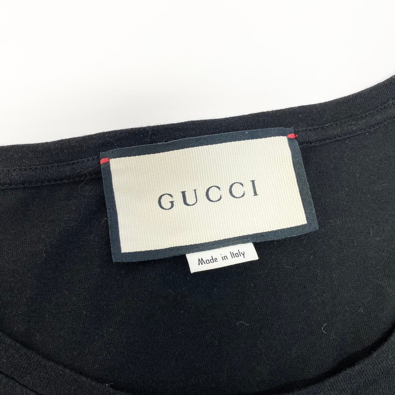 12d27 GUCCI グッチ ブランドロゴプリント カットソー 半袖Tシャツ トップス  サイズL ブラック コットン100％ メンズ 紳士服u02t