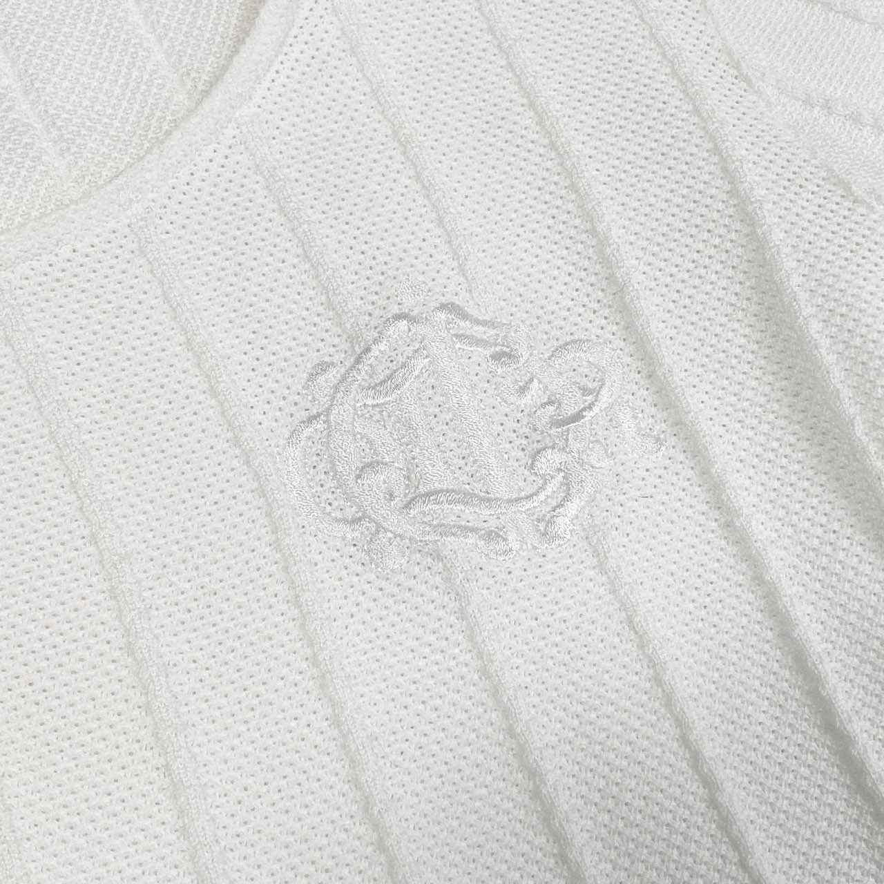 Ia23 Christian Dior クリスチャンディオール 半袖ニット サマーニット セーター エンブレム刺繍 M ホワイト コットン レディースu02t