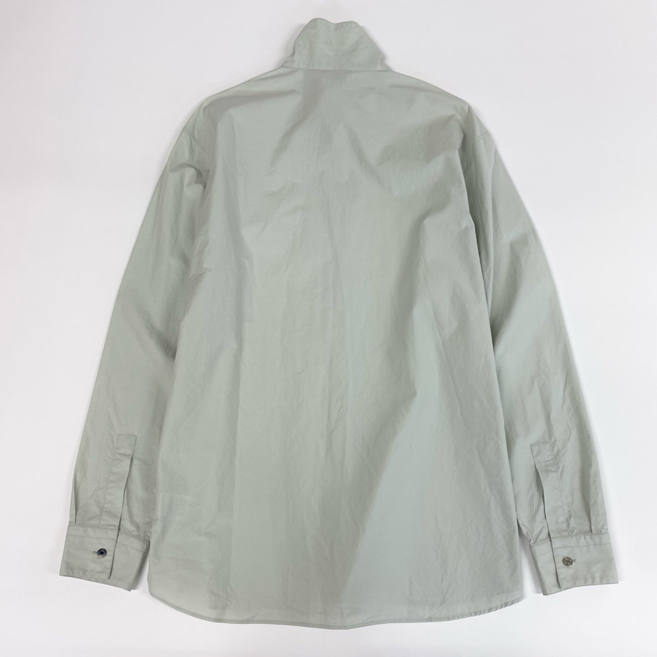 69i26 HERMES エルメス ハイネックルーズフィットシャツ トップス セリエボタン 16.5/42 ライトグレー コットン メンズu02t