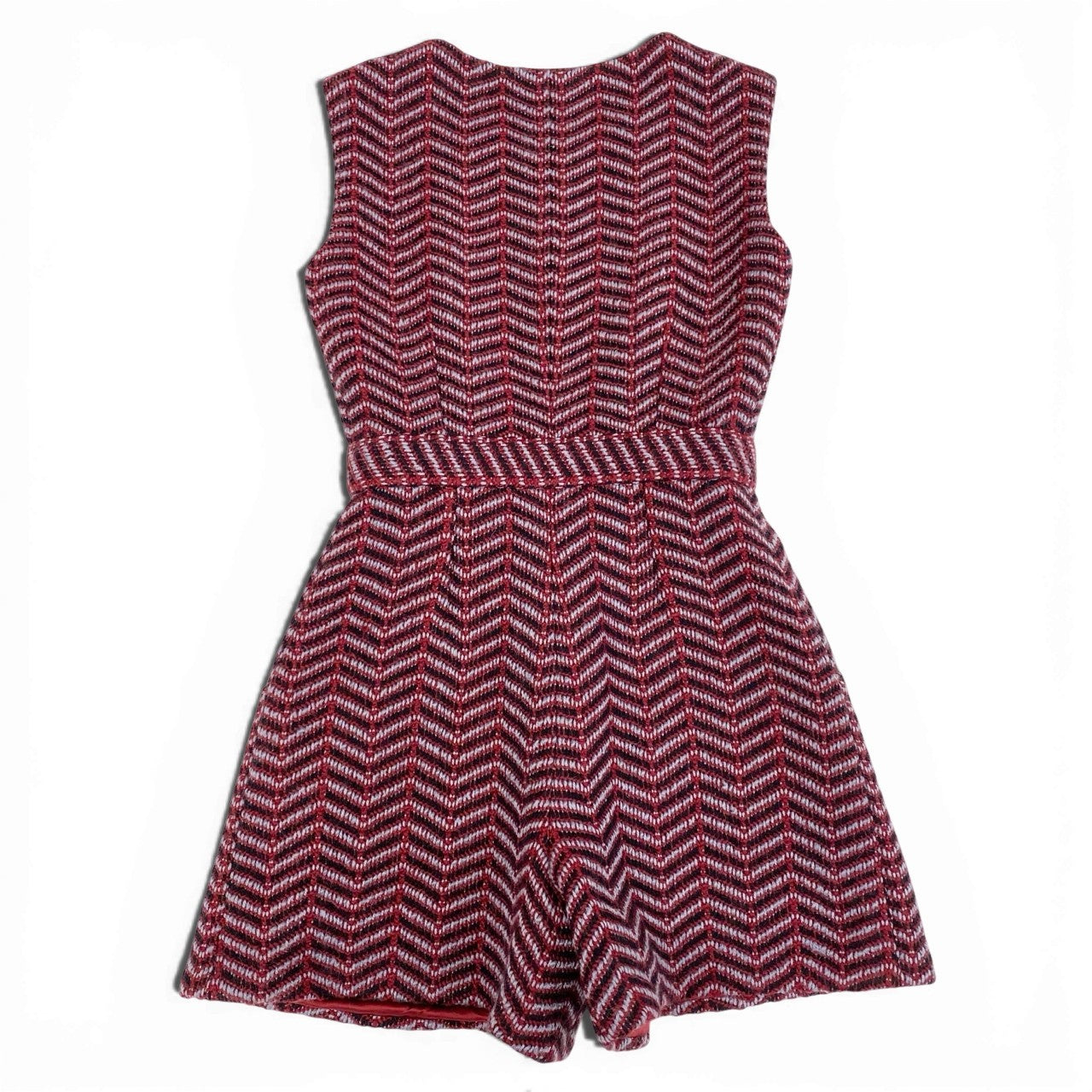 56a14 CHANEL シャネル P59404 2018 ココマークボタン ツイード ショートサロペット オールインワン トップス サイズ36 ボルドー系 レディースta1