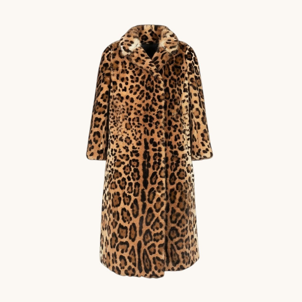 e1 【美品】DOLCE&GABBANA ドルチェアンドガッパーナ 毛皮ロングコート レオパード イタリア製 36サイズ ベージュ 毛皮 レディース 女性用u02t