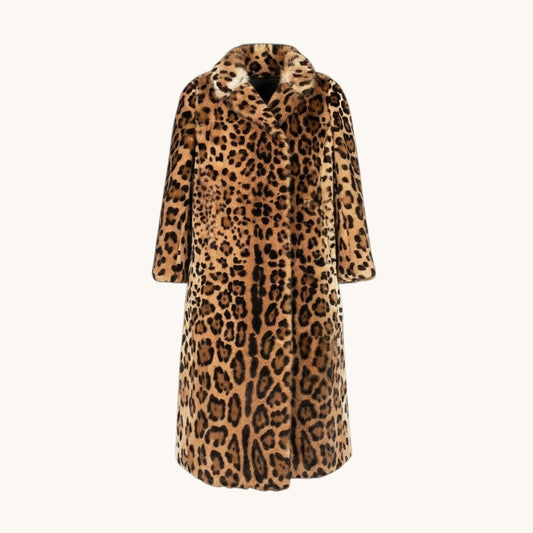 e1 【美品】DOLCE&GABBANA ドルチェアンドガッパーナ 毛皮ロングコート レオパード イタリア製 36サイズ ベージュ 毛皮 レディース 女性用u02t