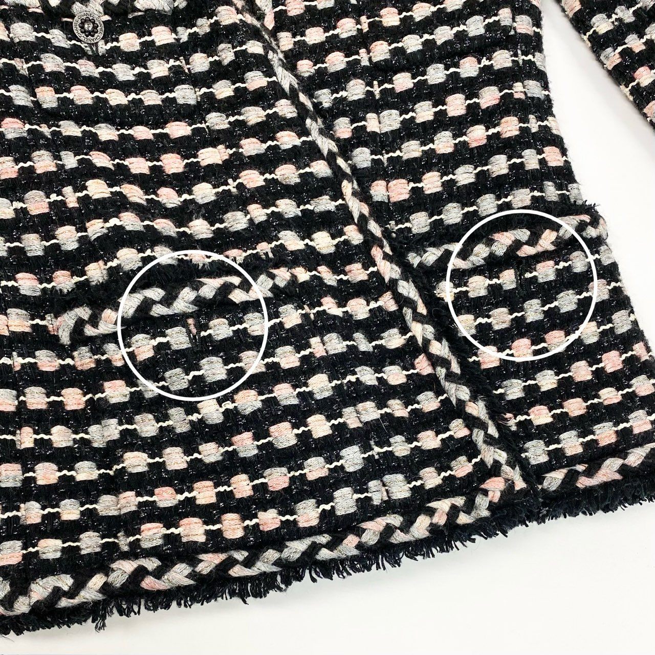 85b9 CHANEL シャネル 2006 ラメツイードジャケット ニットジャケット ノーカラー P29539 40 ブラック系 レディースta1