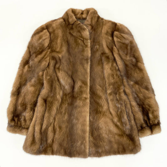 80i29 FOND MOONBAT ムーンバット デミバフ ミンクファー コート 11 M～L相当 ブラウン 本毛皮 MINK FURt18r