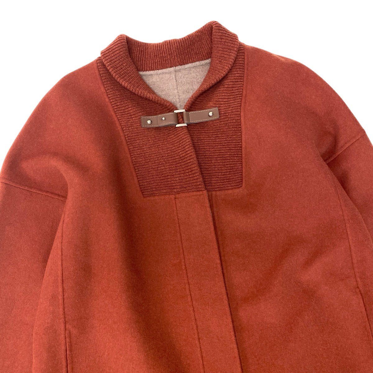 26f16【極美品】Leilian レリアン 今年タグ ロロピアーナ生地 スタンドカラーコート ウールコート アウター 11サイズ オレンジ ウール100％ レディース 女性用u02t