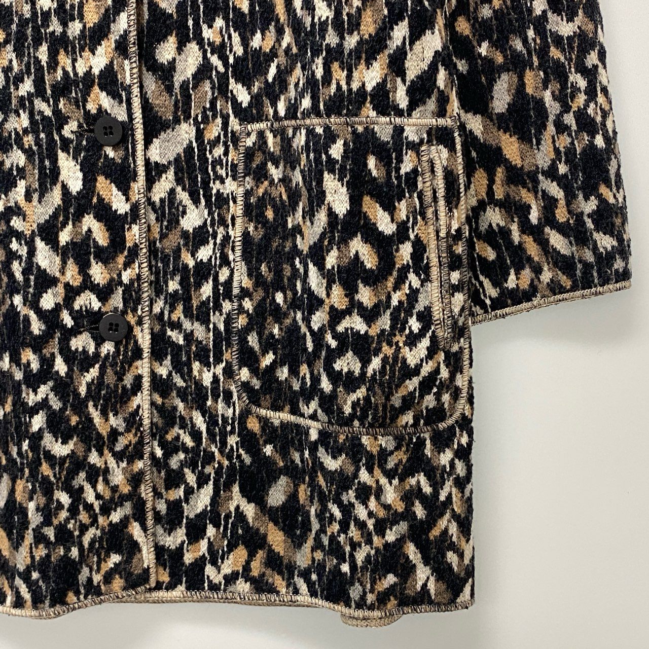 11a30 【美品】MISSONI ミッソーニ ウールニットリバーシブルコート ロングコート 総柄 イタリア製 42サイズ マルチカラー レディース 女性用u02t