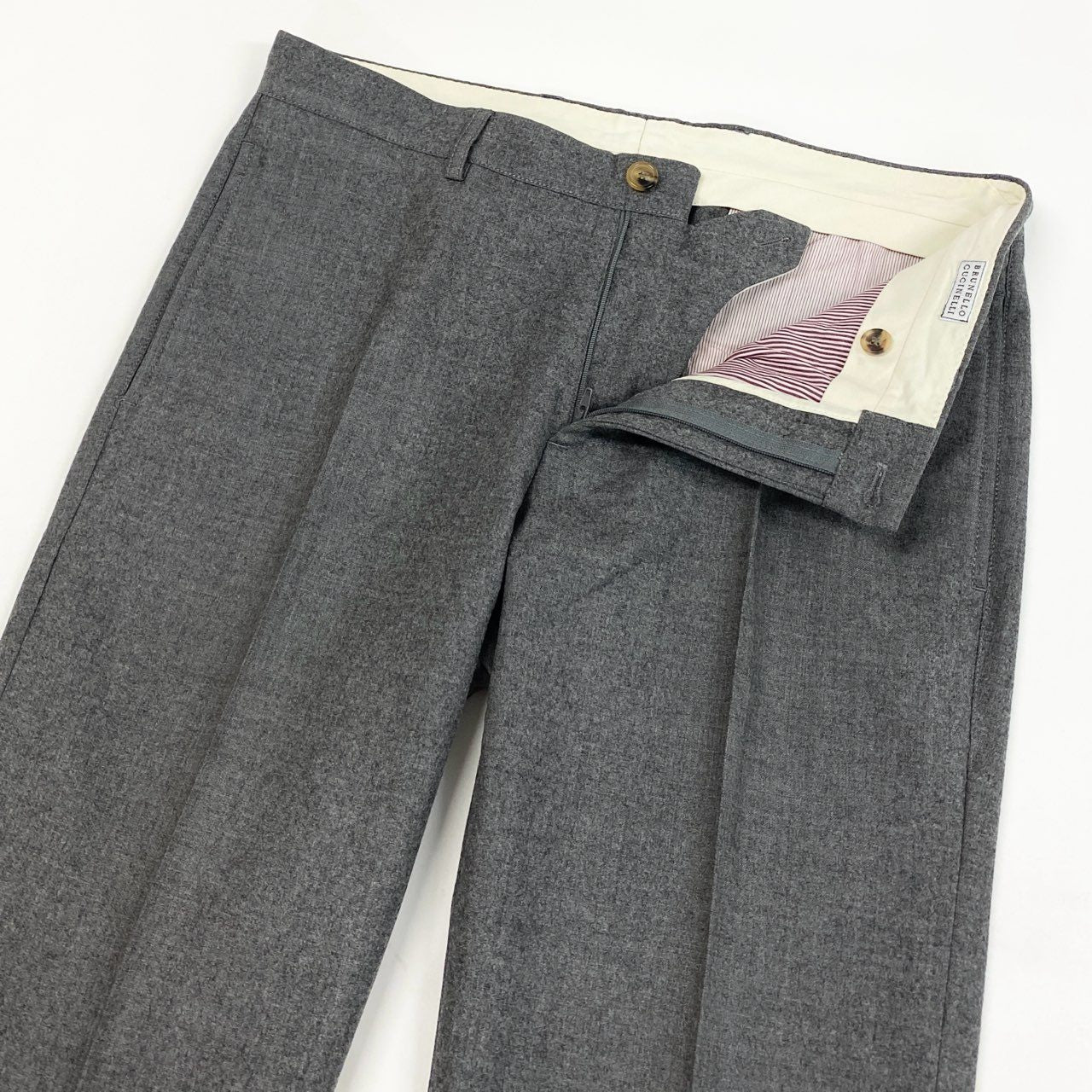 68b27 《美品》 BRUNELLO CUCINELLI ブルネロクチネリ カシミヤ混 スラックスパンツ ボトムス 44 グレー メンズu02t