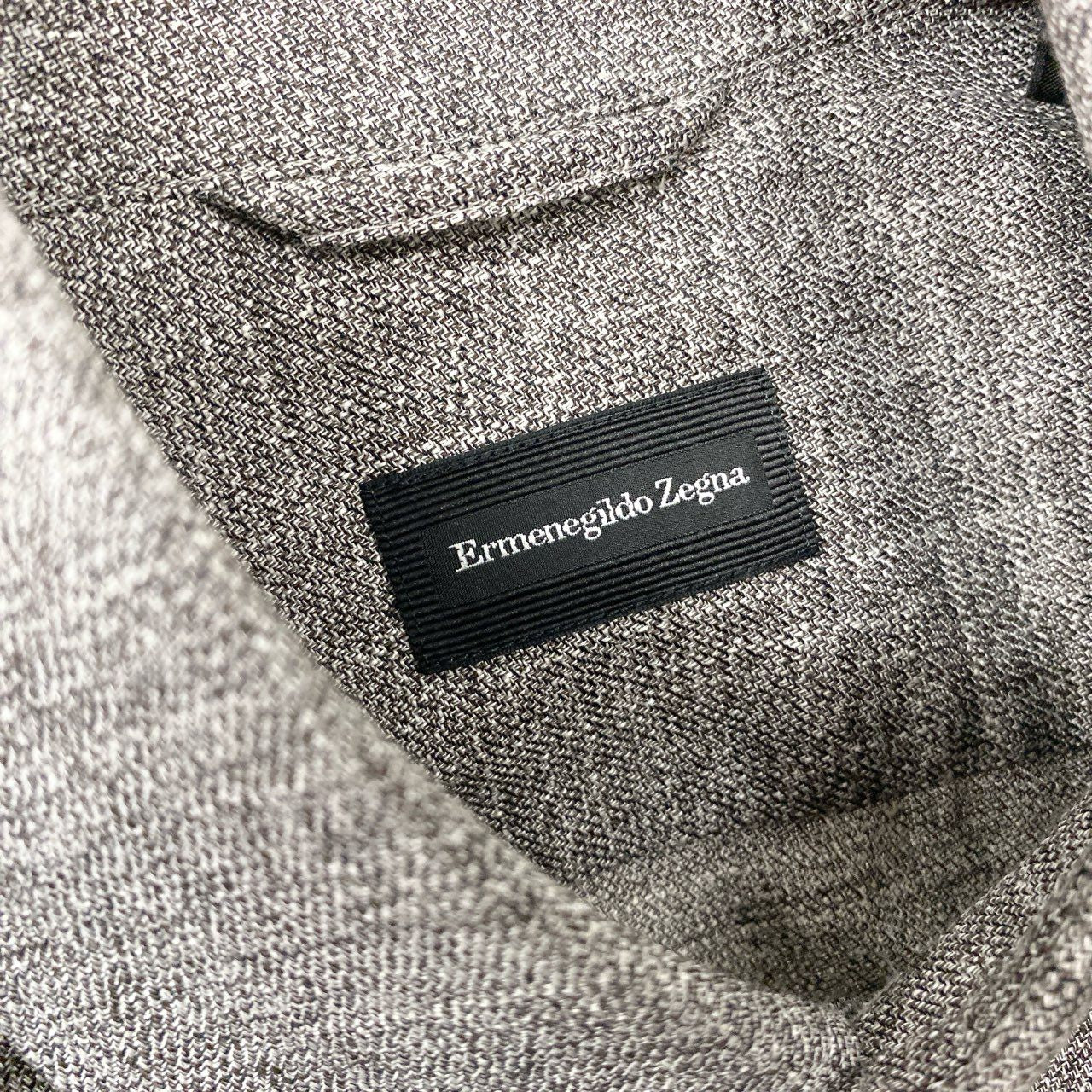 34i18 《極美品》 Ermenegildo Zegna エルメネジルドゼニア 長袖シャツ ドレスシャツ トップス CAMICIA GOMLEX サイズS グレー コットン メンズu02t