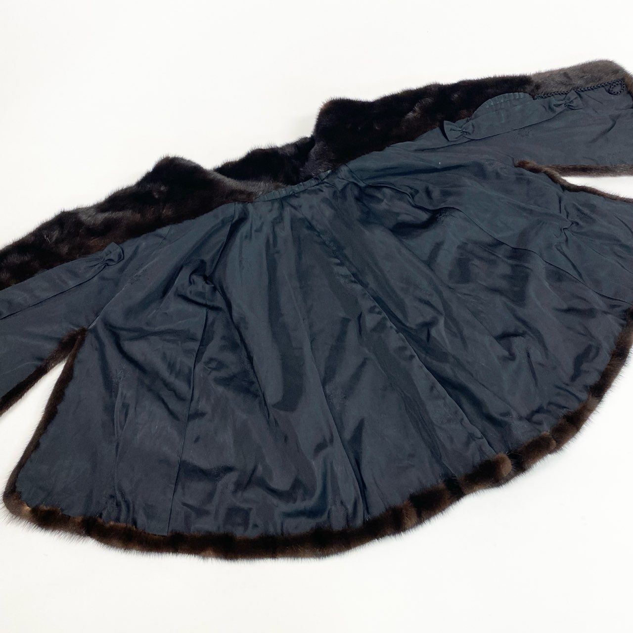 49k19 マホガニーミンク ケープ ポンチョ ダークブラウン 本毛皮 MINK FUR リアルファー コート ショール 羽織t18r