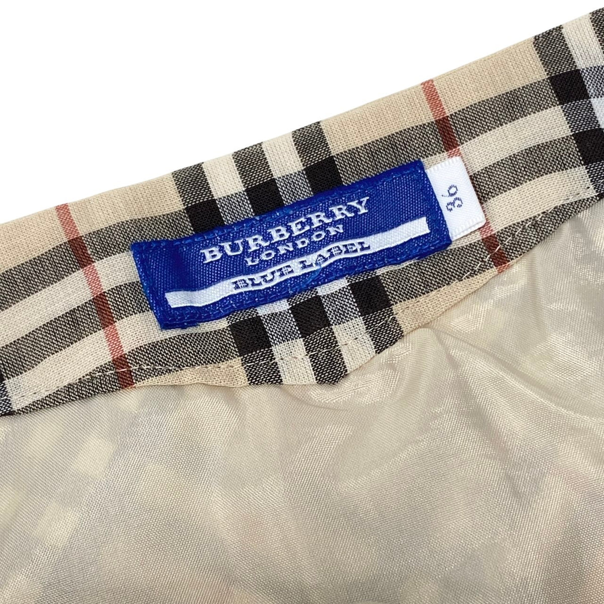 Ig6 BURBERRY LONDON BULE LABEL チェックスカート ノバチェック ミディアム丈 36サイズ ベージュ系 レディース 女性用ta2ta2