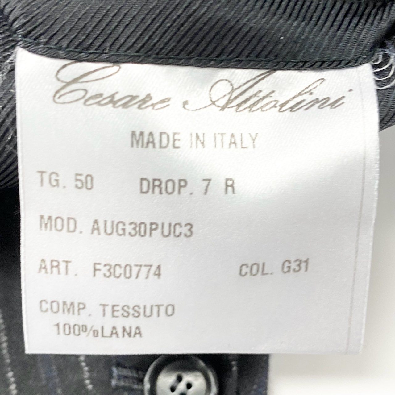 51Ⅼ2 Cesare Attolini チェザーレアットリーニ シングルスーツ セットアップ ストライプスーツ タイユアタイ 50 7R グレー系 ウール メンズ tie your tieu02t